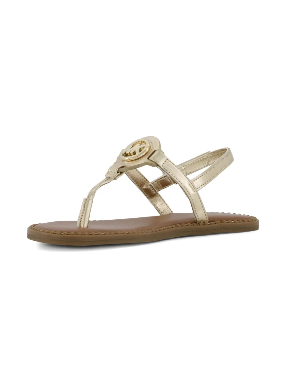 Michael Kors Kids' Logo-plaque Thong Sandals In Brown