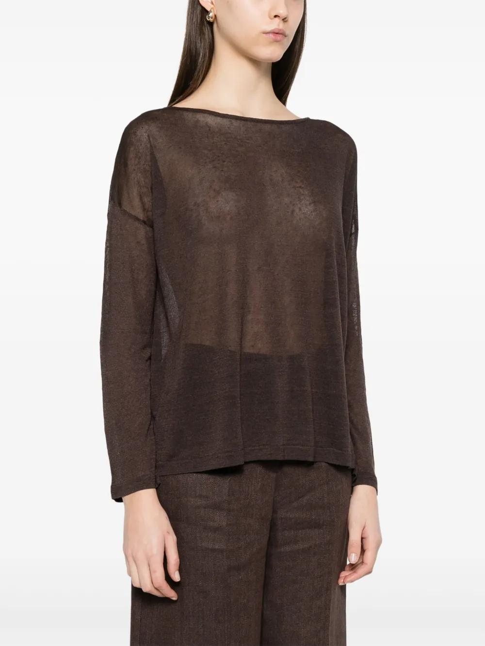 Shop P.a.r.o.s.h Boat-neck Sweater In Brown