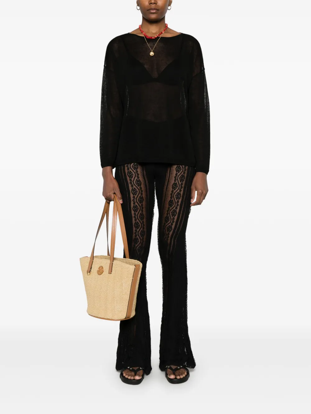 P.A.R.O.S.H. Fijngebreide blouse - Zwart