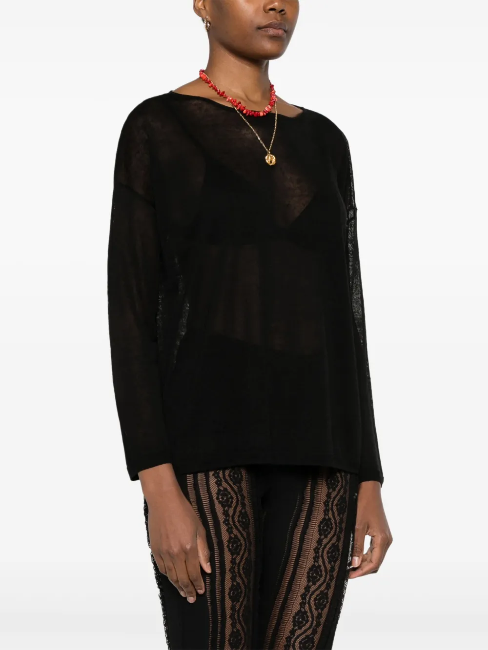 P.a.r.o.s.h Fine-knit Blouse In Black
