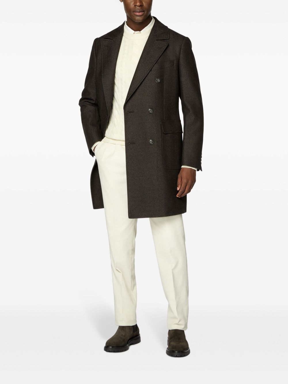 Boggi Milano wool double-breasted coat - Bruin