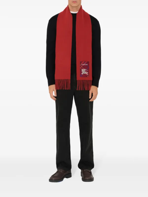 Burberry check-label Cashmere Scarf | Red | FARFETCH