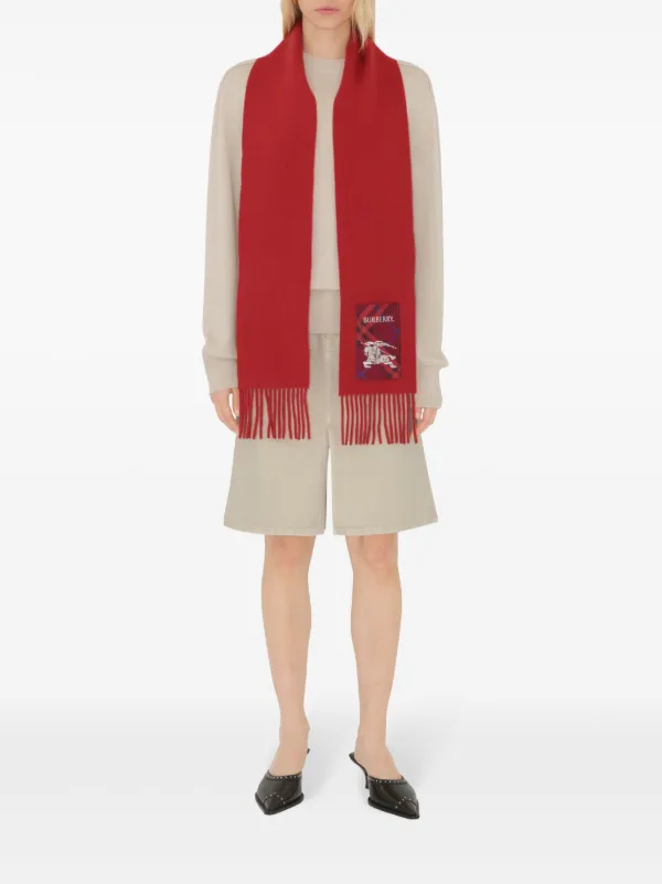 BURBERRY｜ (Check Label Cashmere Scarf (8103995)) Check Label Cashmere Scarf in Black | Burberry® Official