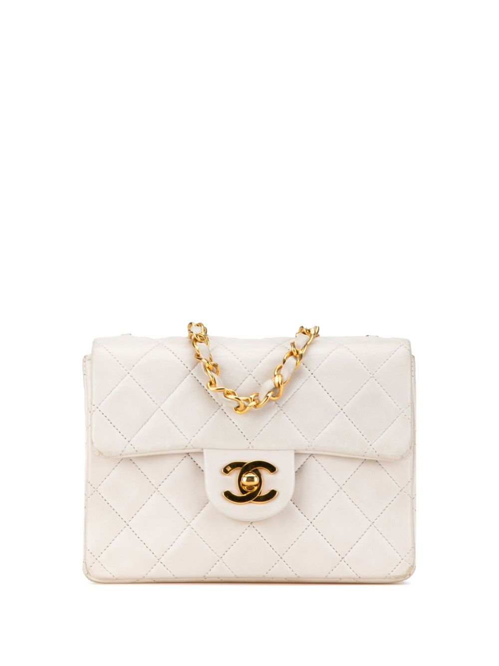 Affordable HOT SALE CHANEL 1989-1991 Mini Square Classic Lambskin Single Flap crossbody bag Women