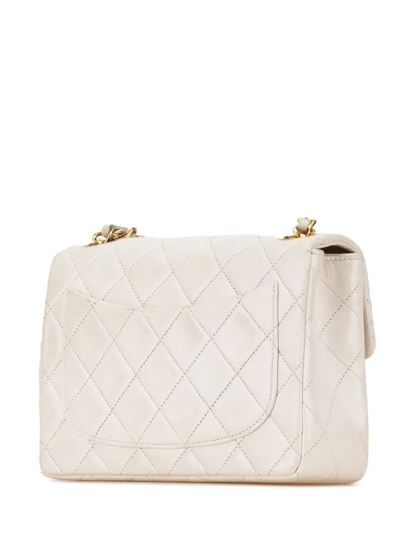 CHANEL ホワイト ミニバッグ CHANEL Pre-Owned 1989-1991 Mini Square Classic Lambskin