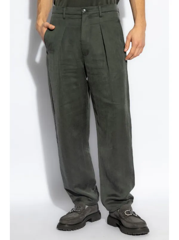 Giorgio Armani pleat-detail Trousers | Green | FARFETCH