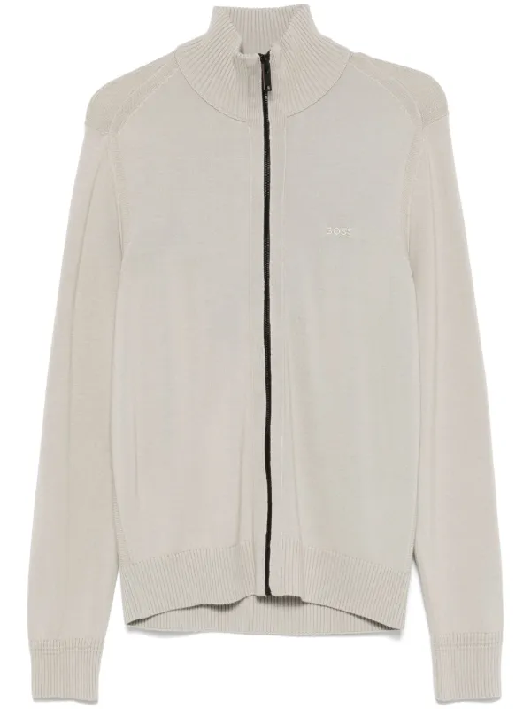 BOSS Cardigan Mit Logo-Stickerei Grau FARFETCH AT