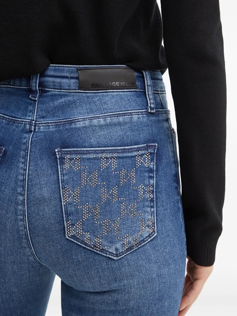 Karl Lagerfeld Jeans met verfraaide zak Blauw
