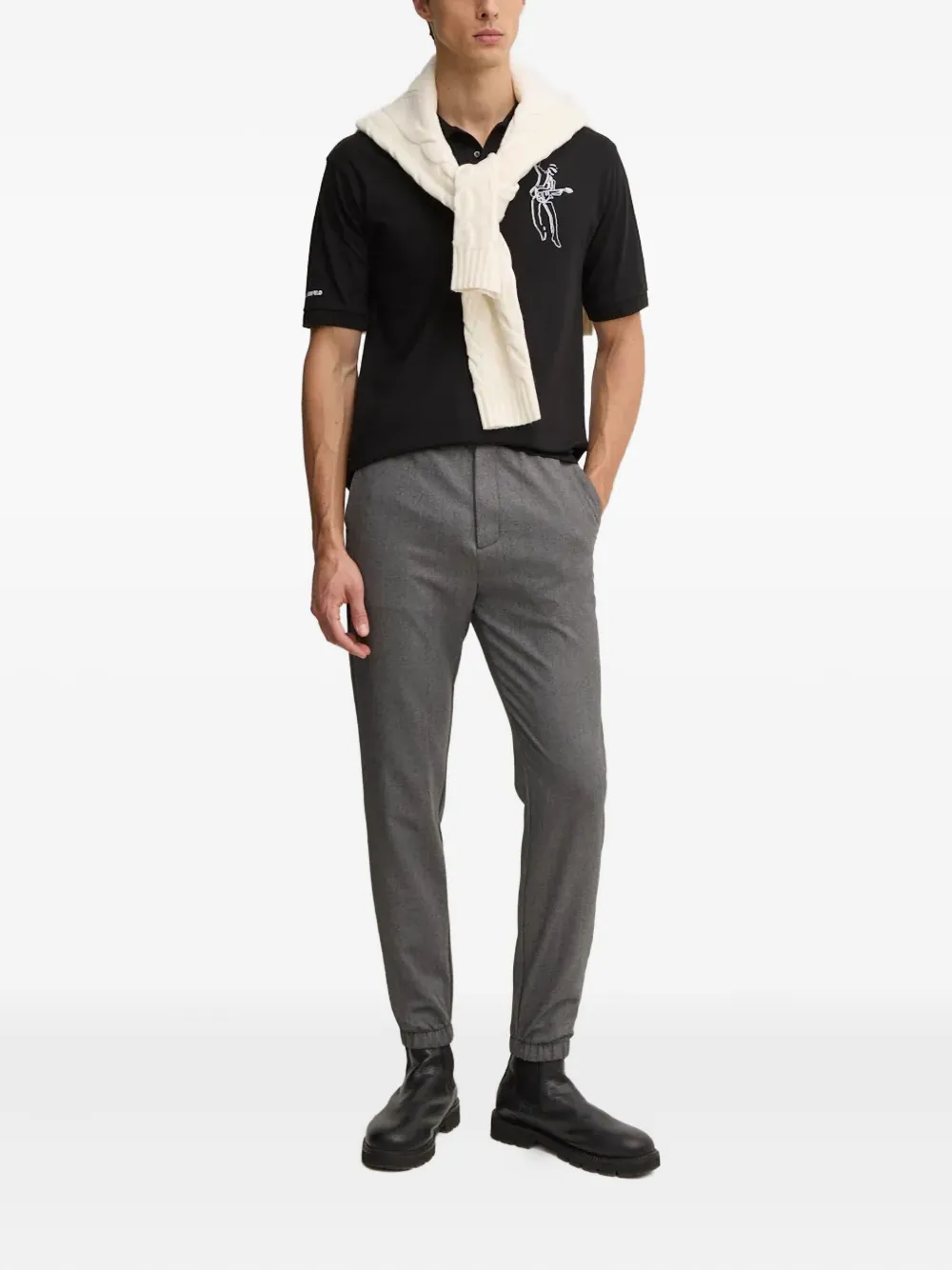 Karl Lagerfeld Poloshirt met grafische print - Zwart
