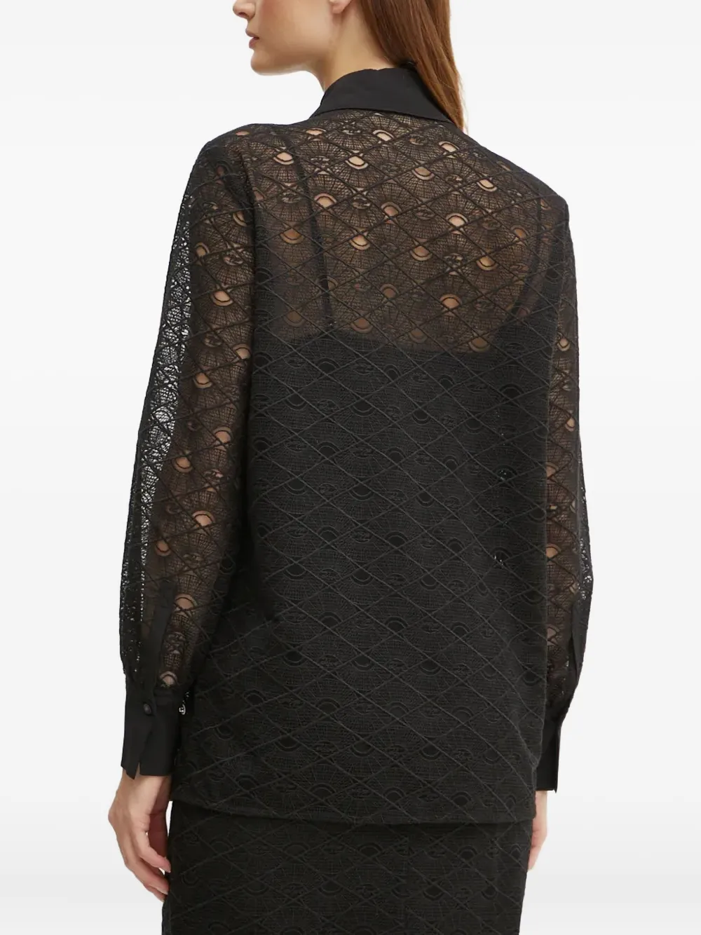 Karl Lagerfeld Lace Buttoned Shirt In Black