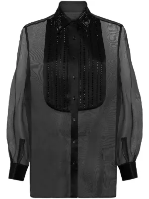 【マコ】COMME des GARCONS 製品洗いエステルサテンシャツ Comme Des Garçons サテンシャツ | ブラック | FARFETCH JP