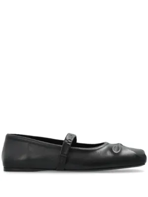 Miu Miu Leather Ballerina Shoes | Black | FARFETCH CA