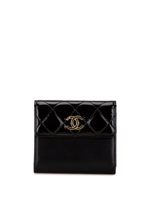 HOT SALE CHANEL 2020 CC Quilted Patent and Lambskin Trifold Wallet small wallets Women