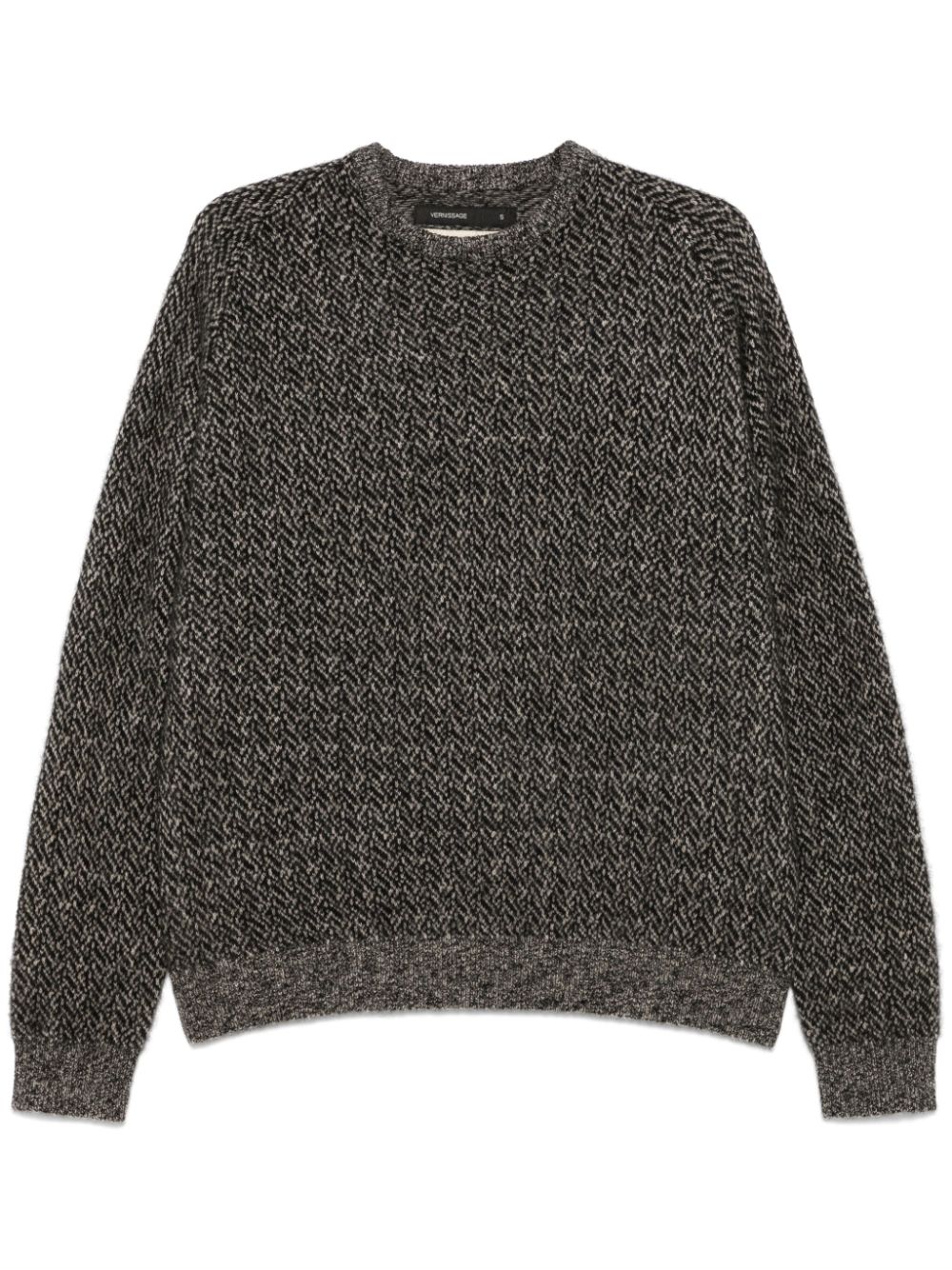 Frenckenberger Herringbone-pattern Sweater In Gray