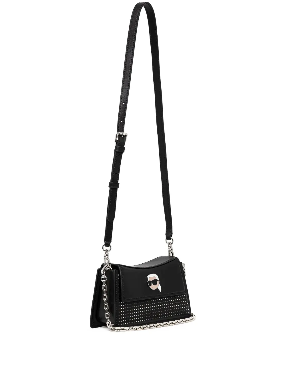 Karl Lagerfeld logo-appliqué shoulder bag - Nero