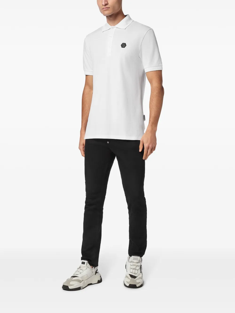 philippplein Philipp Plein Strass Teddy poloshirt - Wit