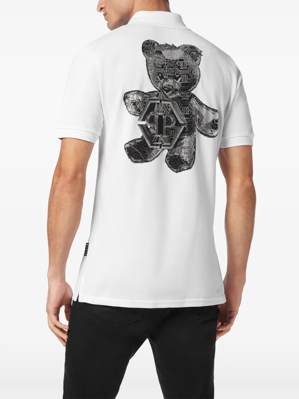 Philipp Plein Strass Teddy poloshirt Wit