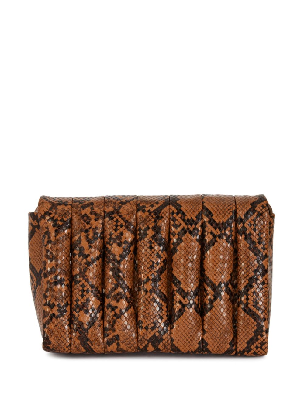 Themoirè snakeskin-effect clutch bag - Bruin