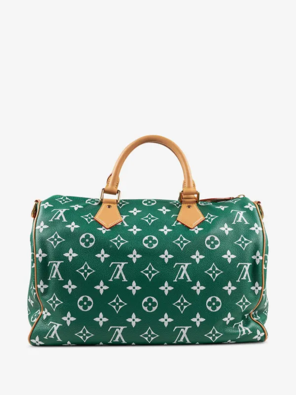 louis vuitton dark green leather men's weekender travel duffle bag LV Keepall Bandoulire 35 7 pairs of shoes Leather Duffle Bags & Travel