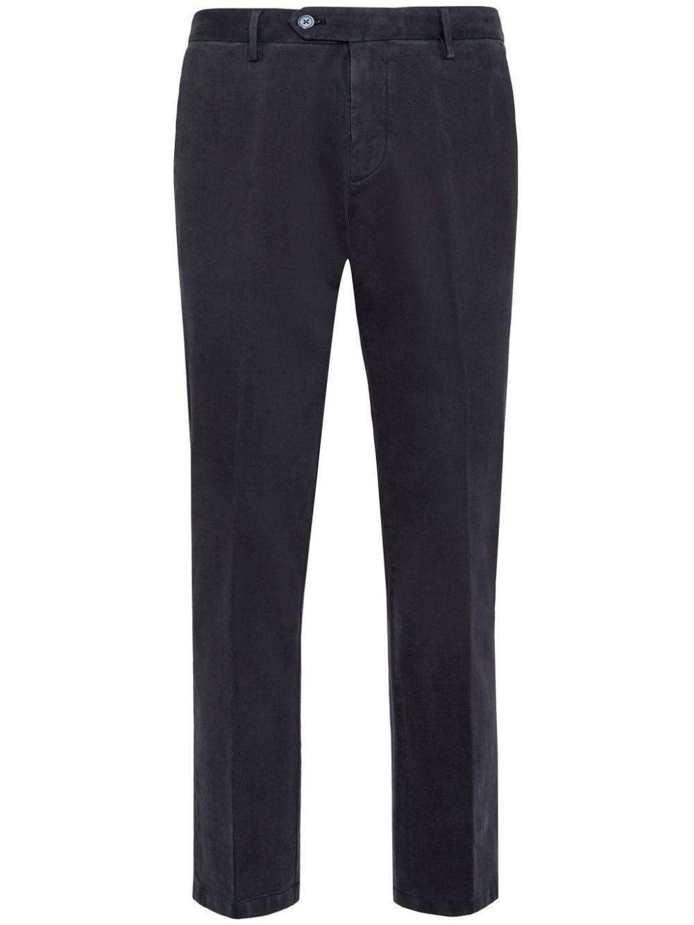 button-fastening tapered trousers