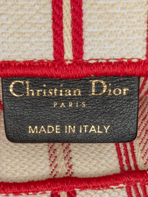 Christian Dior Pre-Owned 2018 Large Striped Book Tote Bag | Red