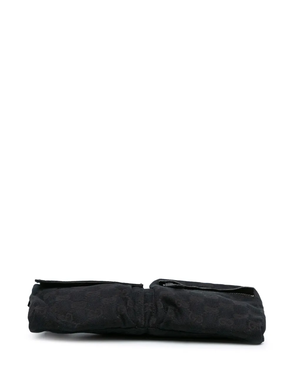 Pre-owned Gucci 2000-2015 Gg Canvas Double Pocket Belt Bag In Black