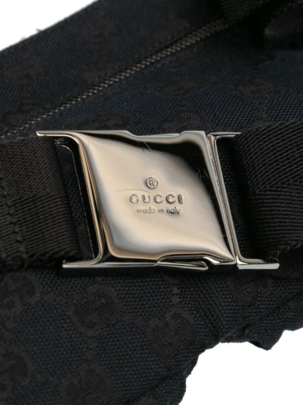 Pre-owned Gucci 2000-2015 Gg Canvas Double Pocket Belt Bag In Black