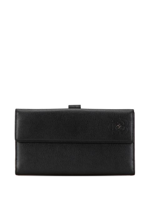 HOT SALE CHANEL 2009-2010 Calfskin Camellia Wallet long wallets Women