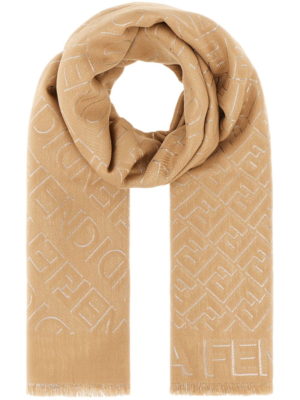 FENDI embroidered-logo scarf Beige