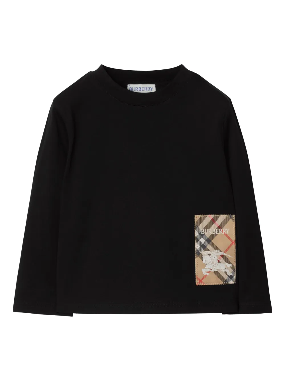 Burberry Check Label Cotton Top In Black