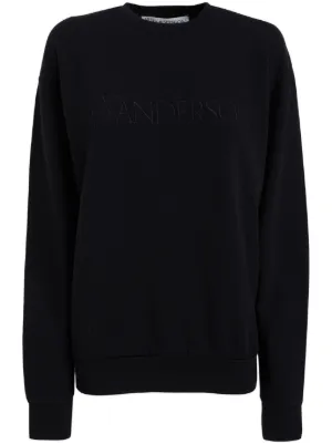 スウェット・トレーナー JW Anderson Unisex Logo Embroidered Sweatshirt Black JW ANDERSON Embroidered Logo Sweatshirt in Black