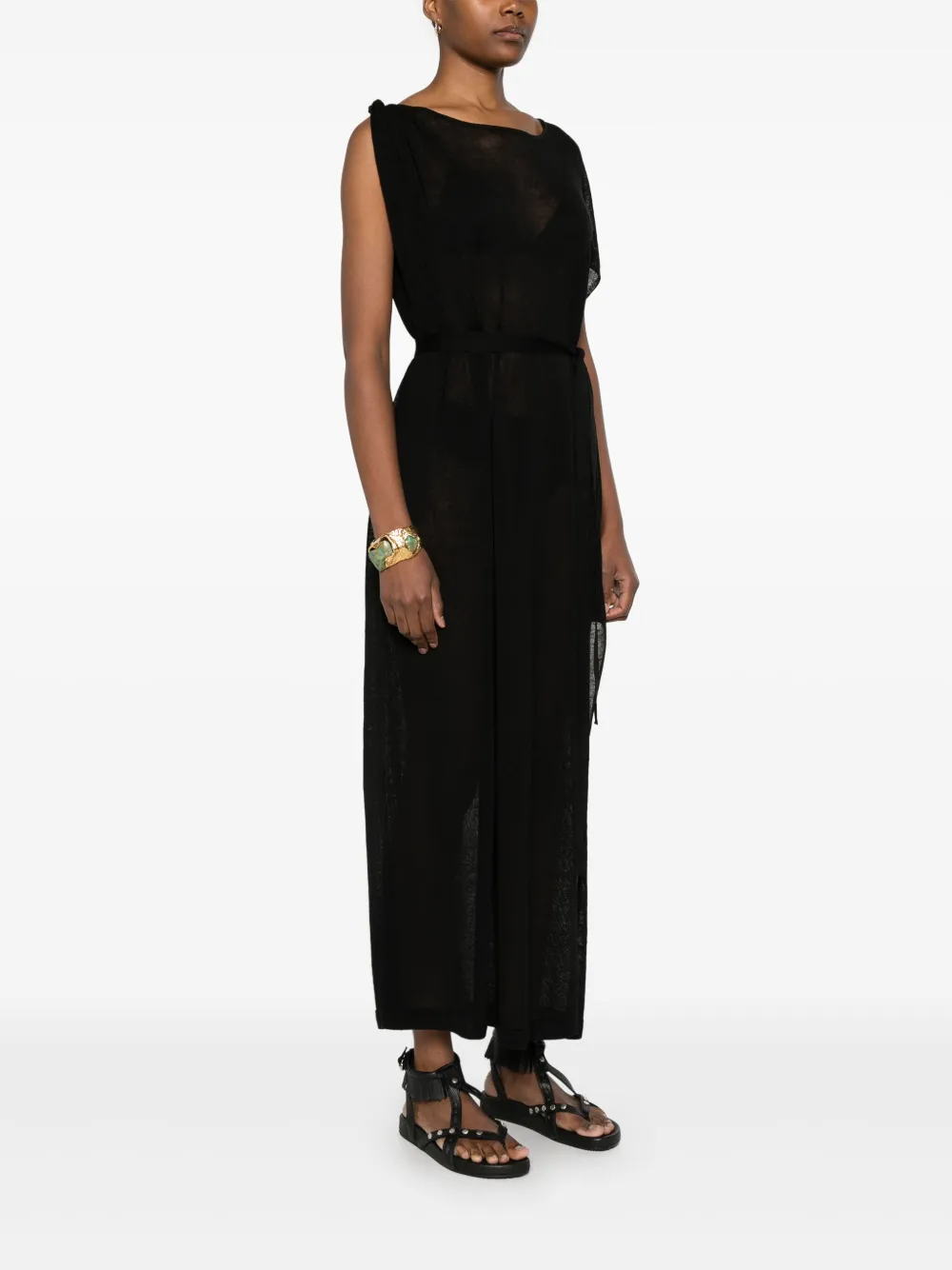 P.A.R.O.S.H. Maxi-jurk met gedraaid detail Zwart