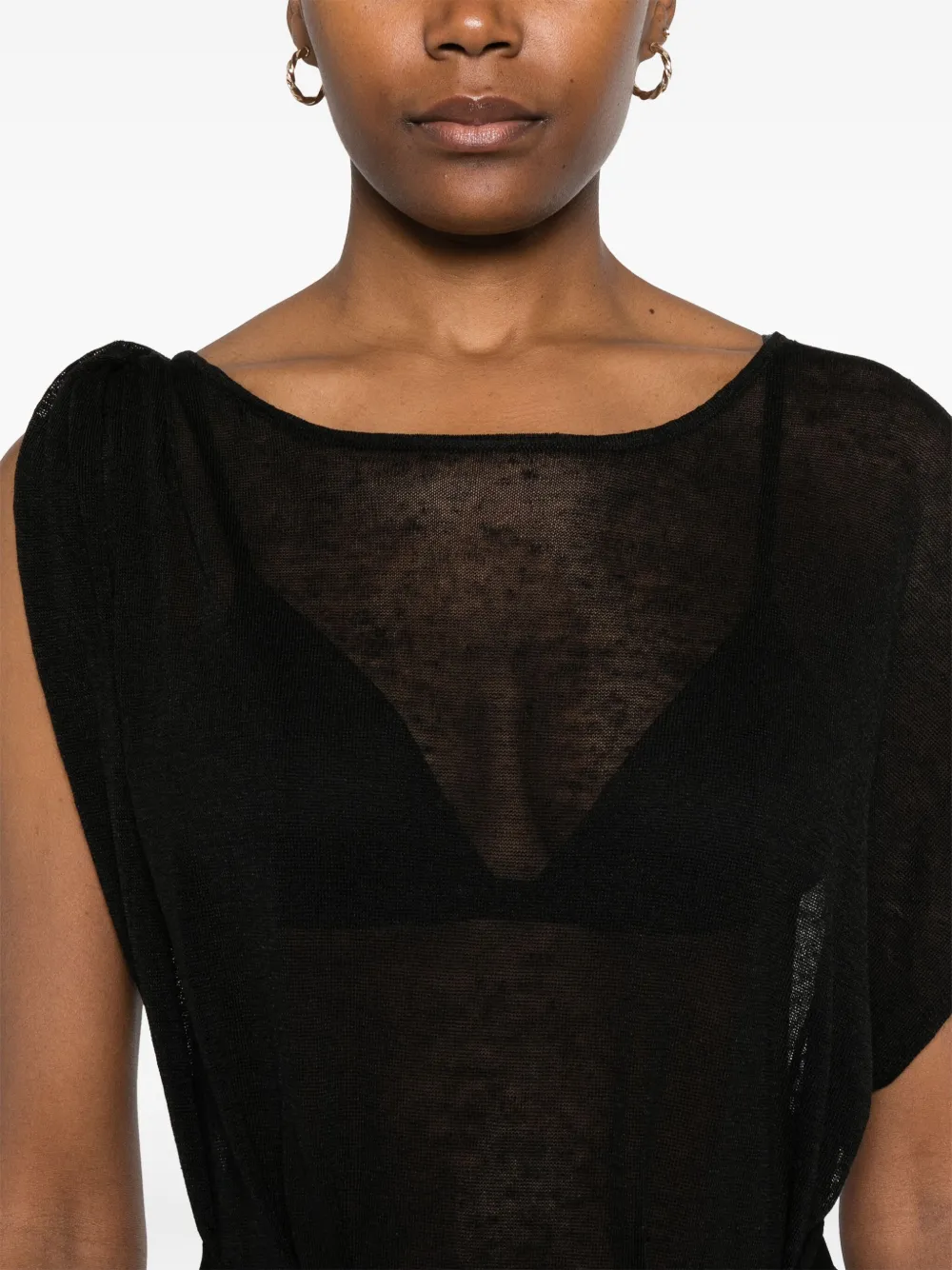 P.A.R.O.S.H. Maxi-jurk met gedraaid detail Zwart