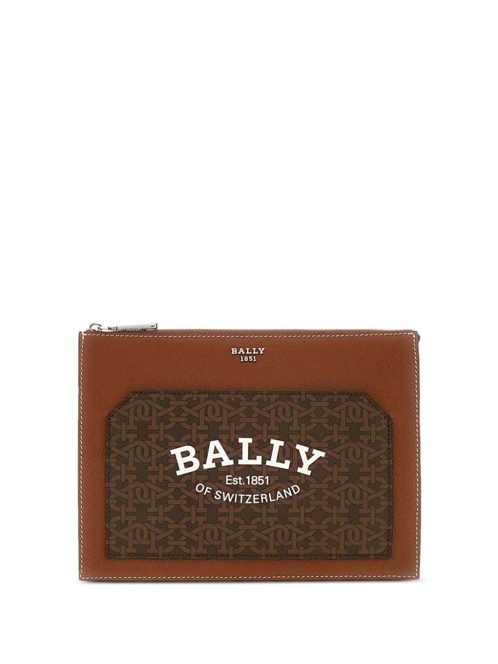 Shop Bally Logo-print Clutch In Brown