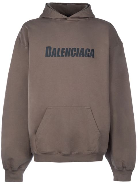 Balenciaga logo-print cotton hoodie Men