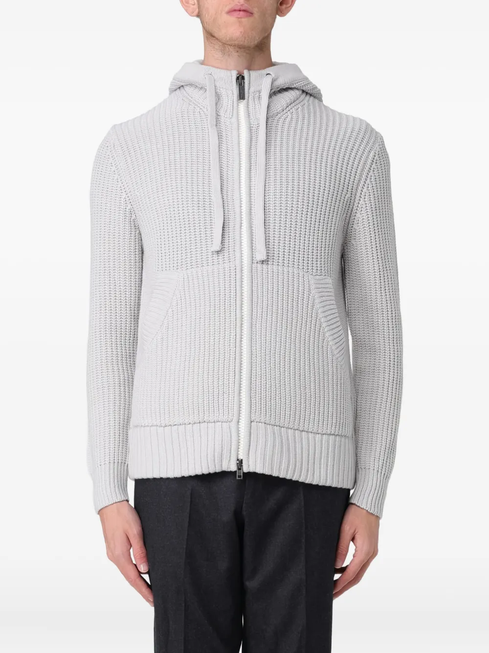 Paolo Pecora cardigan en maille à design nervuré | gris | Image 1