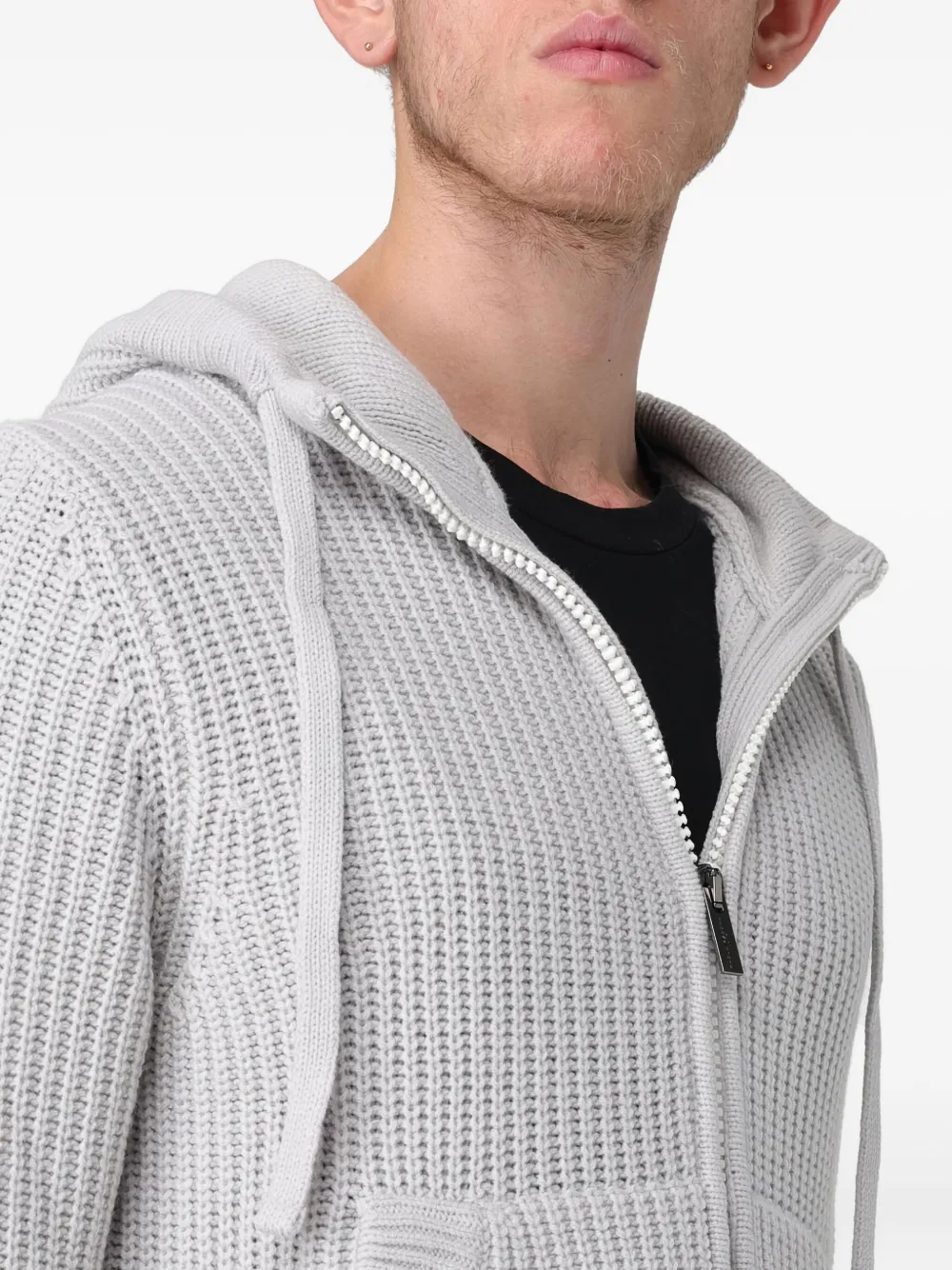Paolo Pecora Ribgebreid vest Grijs
