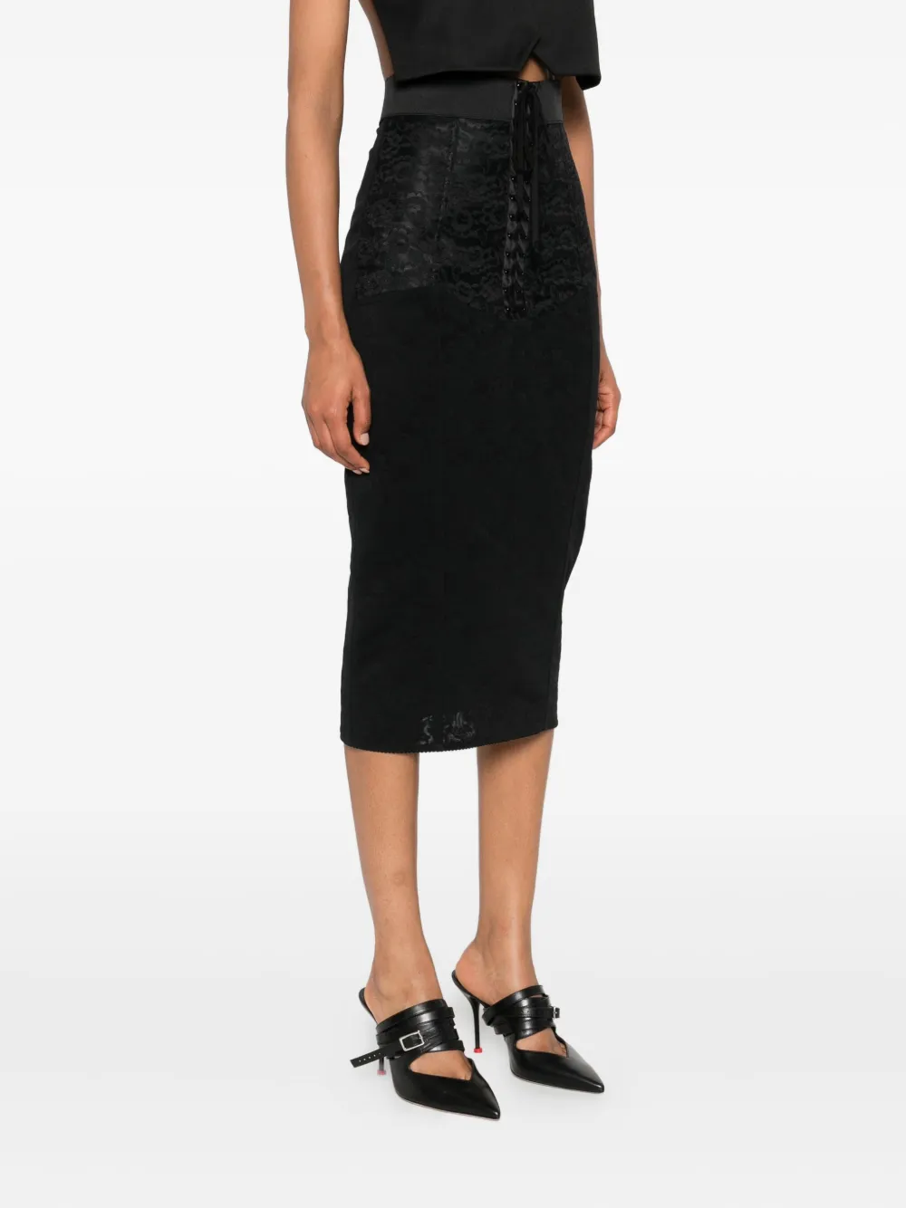 Dolce & Gabbana Midi-rok met veters Zwart