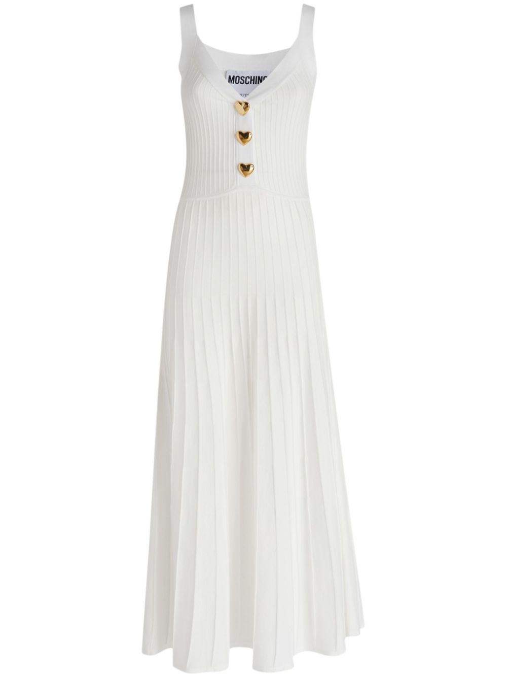 Moschino heart-button pleated dress - White