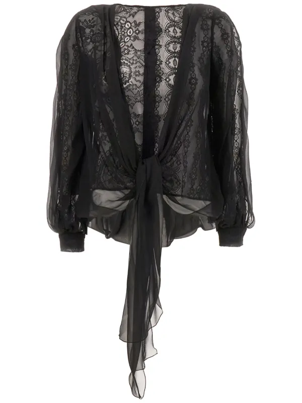 新品  FERRETTI アルベルタフェレッティ シルクブラウス Alberta Ferretti シルク ブラウス | ブラック | FARFETCH JP