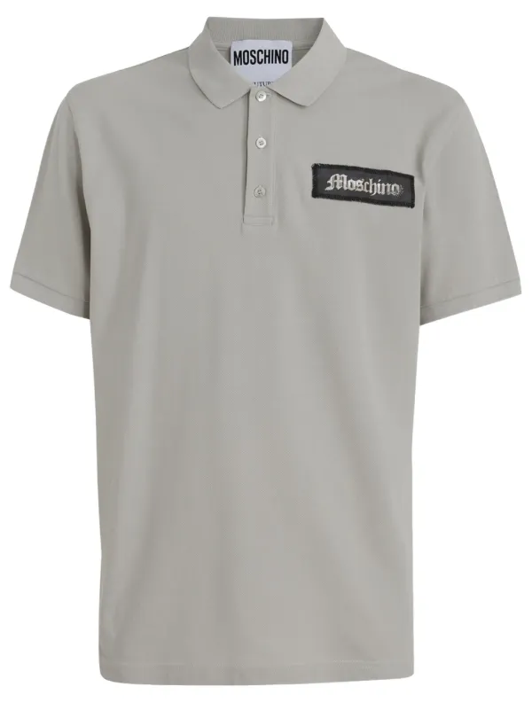 Moschino logo applique Cotton Polo Shirt Grey FARFETCH SG