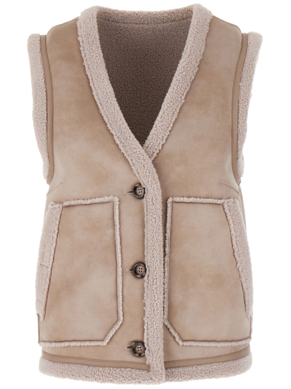 reversible faux-shearling gilet