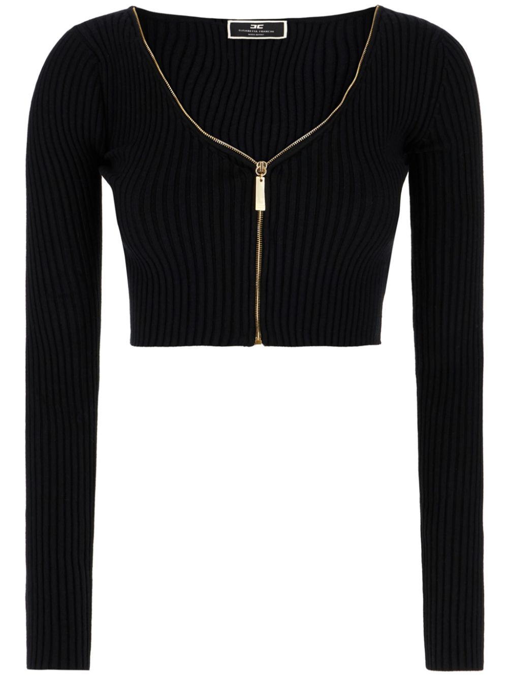 Elisabetta Franchi Cropped Cardigan In Black