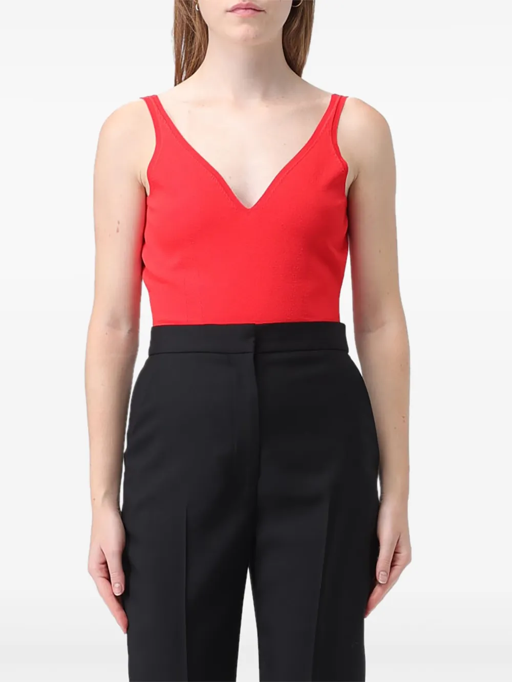 Alexander McQueen v-neck bodysuit - Rood