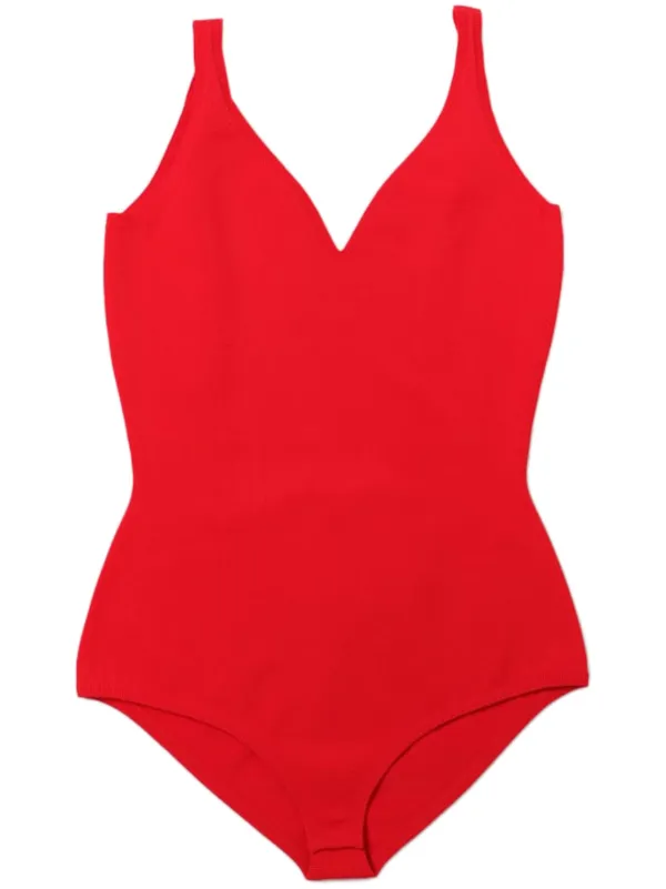 Alexander McQueen V-neck Bodysuit in Red