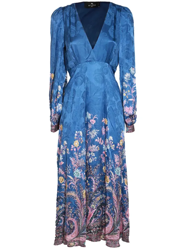 etro maxi dresses Etro Long-Sleeve Open-Back Maxi Dress, Multicolour On Yello, Women's, 40 IT (4 US), Casual & Work Dresses Maxi Dresses