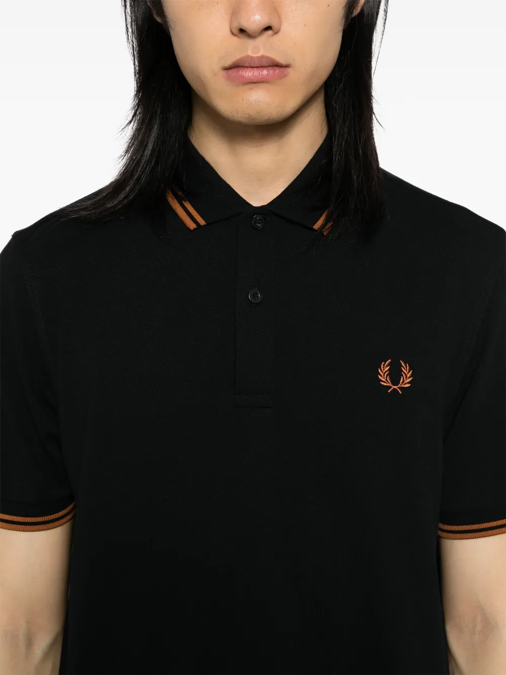 Fred Perry Crêpe piqué poloshirt met rits Zwart