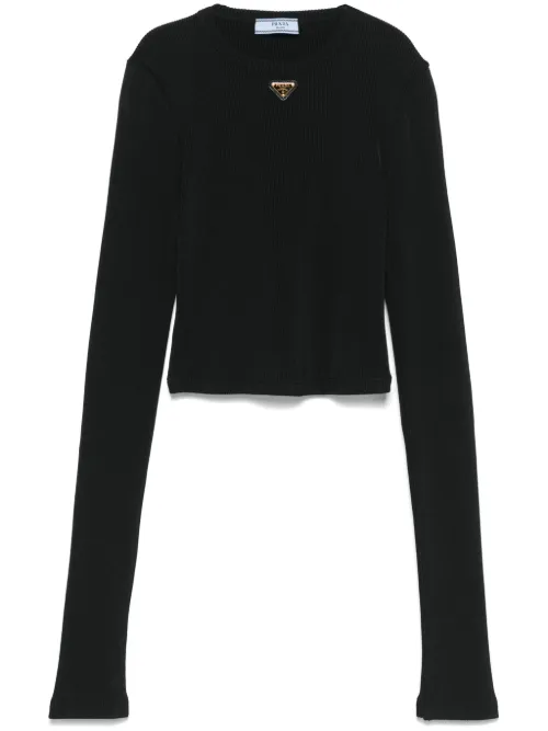 T-shirt à logo émaillé - Prada - Modalova