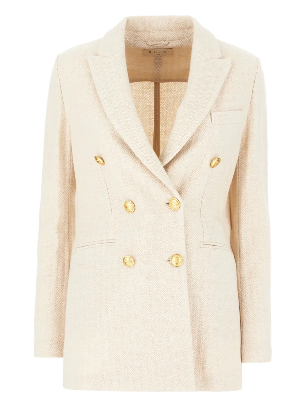 Circolo 1901 Herringbone Double-breasted Jacket In Neutral