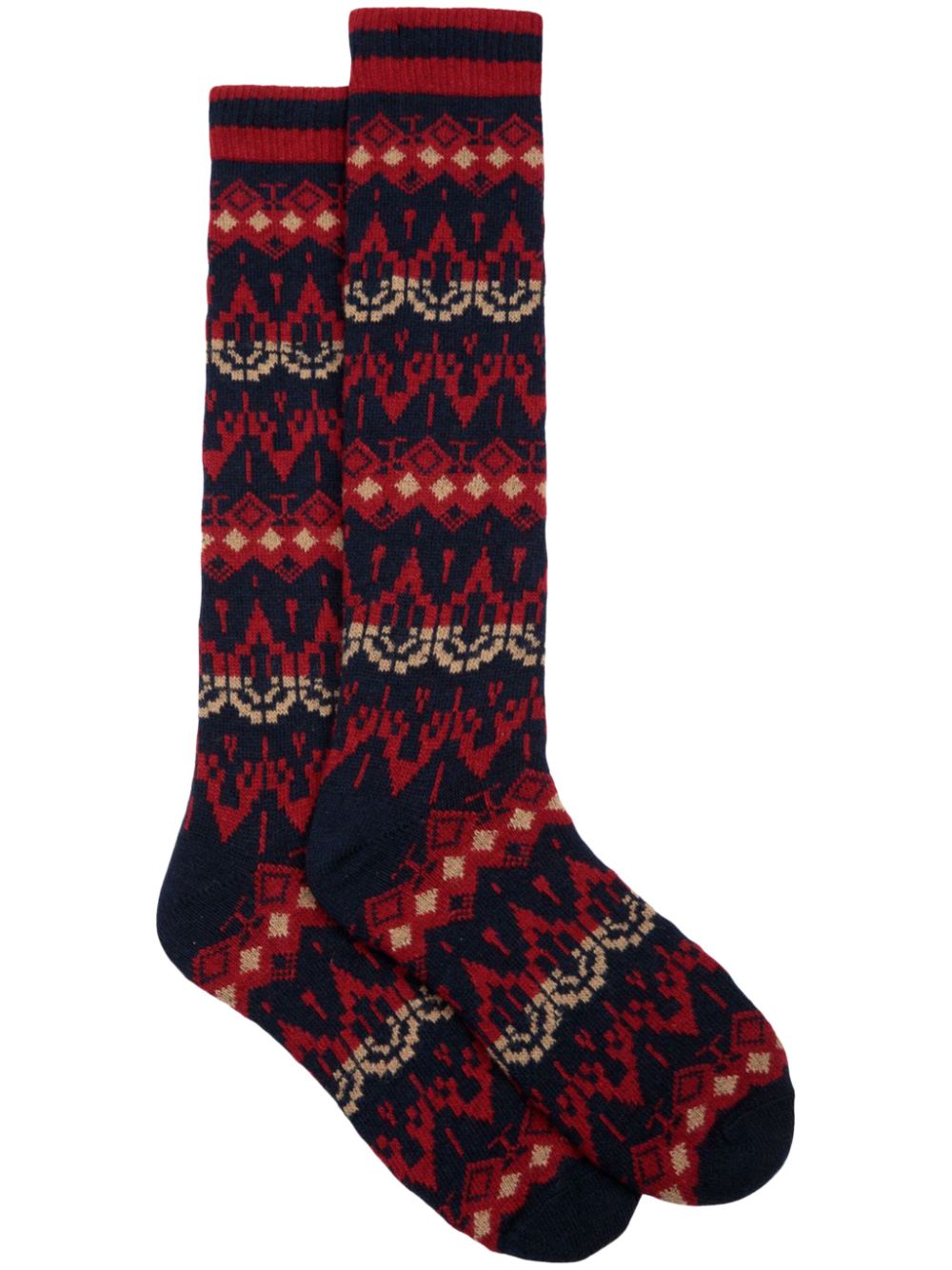 Bally patterned intarsia-knit socks - Blue